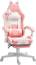 Load image into Gallery viewer, Gaming Chair with Cat Ears, Reclining Faux Leather Computer Chair with Footrest, Lumbar Support and Headrest, Height Adjustable
