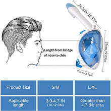 Load image into Gallery viewer, Full Face Snorkel Mask Adults,Suitable for Beginners Dry Top Snorkeling Gear 180 Degrees Panoramic View,Anti-Fog Anti-Leak

