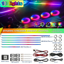 Load image into Gallery viewer, Universal 18-in-1 RGB Car Ambient Light Kit - Full Color App-Controlled Neon Strips
