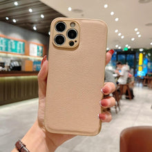 Load image into Gallery viewer, Trendy Slim Leather Case with Full Protection Luxury Leather Textured Case for iPhone 11 12 13 Soft Shockproof Cover Leather Case Compatible with iPhone 12 13 Pro Max Elegant Phone Case
