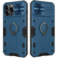 Load image into Gallery viewer, Slide Camera Lens Cover And Kickstand Ring Holder Heavy Duty Case iPhone 13 Pro Max Case iPhone 13 Mini Case With Ring Stand Camera Protection Slide Cover
