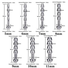 Load image into Gallery viewer, Urethral Dilatation Matel Catheters Beads for Male Sex Toy 5/6/7/8/9/10/11mm Penis Stimulation Horse Eye Stick Urethral Sounds
