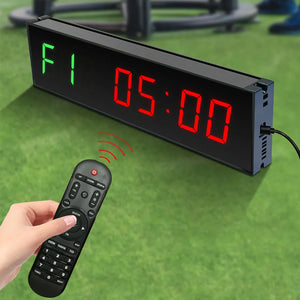 LED Down/Up Clock Stopwatch Wall Mounted Digital Countdown Clock Wireless Remote Control with Adhesive Hook for Exercise Fitness