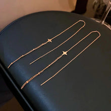Load image into Gallery viewer, Geometric Square Tassel Drop Earrings – Gold Korean Fashion Jewelry
