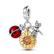 Load image into Gallery viewer, 925 Sterling Silver Pink Butterfly &amp; Luminous Firefly Charm – Dangle Bead for Bracelet or Necklace | Elegant DIY Jewelry Gift for Women
