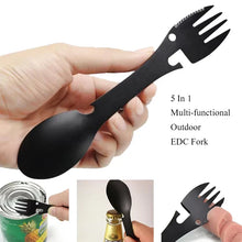Load image into Gallery viewer, Outdoor Survival Tools 5 in 1 Camping Multi-functional EDC Kit Practical Fork Knife Spoon Bottle/Can Opener
