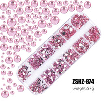 Load image into Gallery viewer, 2400+ Shiny Clear Crystal Nail Rhinestones - Mixed Sizes &amp; Shapes Flatback Gems
