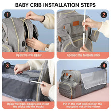 Load image into Gallery viewer, 3 in 1 Diaper Bag Backpack with Foldable Baby Bed &amp; USB
