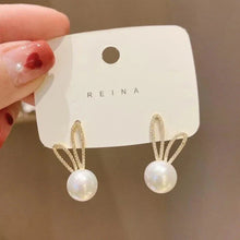 Load image into Gallery viewer, White Flower &amp; Butterfly Dangle Earrings – Acrylic Pearl Heart Jewelry
