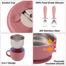 Load image into Gallery viewer, Stainless Steel Baby Feeding Set with Silicone Sucker
