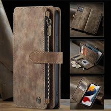 Load image into Gallery viewer, Vintage Card Holder Leather Wallet Case for iPhone 11 12 13 14 Pro Max Mini XR XS Max 8 7 6s Plus SE Storage Pocket Cover Flip Case PU Leather Protective Case With Magnetic Closure
