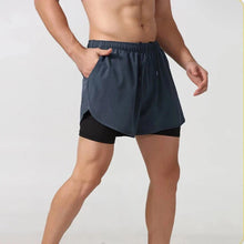 Load image into Gallery viewer, Men’s 2-in-1 Running Shorts – Quick-Dry Double Layer Gym Shorts for Training, Workout &amp; Bodybuilding (Black)
