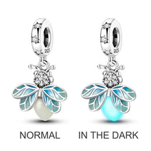 Load image into Gallery viewer, 925 Sterling Silver Pink Butterfly &amp; Luminous Firefly Charm – Dangle Bead for Bracelet or Necklace | Elegant DIY Jewelry Gift for Women
