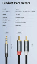 Load image into Gallery viewer, Toocki Jack 3.5 to 2 RCA Aux Cable 3.5mm Jack to 2RCA Male Splitter Audio Wire for TV PC Amplifier Home Theater DVD Speaker Cord
