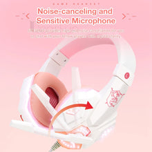 Load image into Gallery viewer, QearFun New Pink Headphones for PC Girls Gaming Wired Headset with Microphone Gamer for PS4 Windows XP/7/8/10 Laptop Phone
