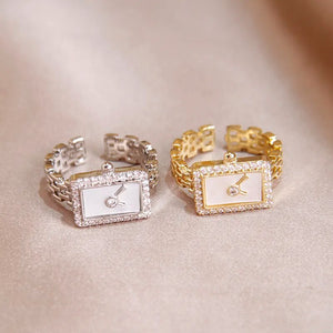 2023 New Arrival Zircon Watch Adjustable Rings For Women Delicate Jewelry 14k Gold Color Wedding Crystal Rings