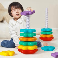Load image into Gallery viewer, Baby Rotating Rainbow Tower Montessori Stacking Toy
