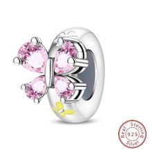 Load image into Gallery viewer, 100% 925 Sterling Silver Rainbow Zircon Butterfly Dragon Silicone Stopper Charms - Colorful Beads for DIY Bracelets, Customizable Jewelry for All Occasions
