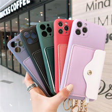 Load image into Gallery viewer, Luxury Wallet Phone Case For iPhone 13 Pro Max 11 12 Pro Max X XR XS 7 8 Plus 13 Mini Soft Silicone Handbag Card  Phone Case Wallet Compatible iPhone Bag Cover
