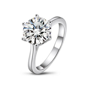 Classic 4 Carat Solitaire Ring Big Diamond Engagement Ring 6 Claws NSCD Ring for Women 925 Sterling Silver Women's Wedding Ring