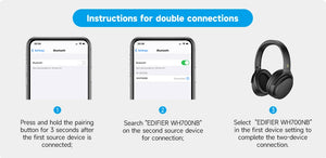 Edifier WH700NB Active Noise Cancelling Wireless Headphones Bluetooth 5.3 Multipoint Connection Foldable Earphones 68H Playback