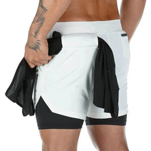 Load image into Gallery viewer, Men’s 2-in-1 Camo Running Shorts — Quick-Dry Gym Fitness Training Shorts with Inner Compression Layer for Summer Workouts
