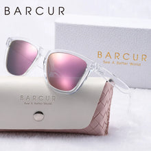 Load image into Gallery viewer, BARCUR Fashion Energetic Polarized Sunglasses for Women – Transparent Lightweight PC Frame Oval UV400 Protection Ladies Holiday Sun Glasses with Stylish Mirror Lens and Elegant White Gift Box – Perfect for Travel Beach &amp; Summer Outings
