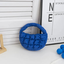 Load image into Gallery viewer, Fashion Mini Puffer Tote Bag Quilted Circle Phone Purse Elegant Purple Soft Nylon Padded Key Pouch Simple Trend Handbag
