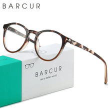 Load image into Gallery viewer, BARCUR Simple Men’s Presbyopia Glasses Comfortable Lightweight Leopard Pattern PC Anti-Slip Round Frame Transparent Acrylic Lenses for Women’s Reading Glasses
