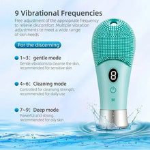 Load image into Gallery viewer, Electric Silicone Facial Cleanser Massager 9 Gear Sonic Waterproof Rechargeable Exfoliating Electric Face Scrubber Clean Brush
