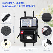 Load image into Gallery viewer, Car Seat Back Organizer with Foldable Table Tray – PU Leather Storage
