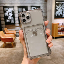 Load image into Gallery viewer, Transparent Cute Heart Pattern Phone Cases For iPhone 13 14 Pro Max Simple Luxurious Love Gradient Silicon Wallet Cover Card Holder Shockproof Bumper Protective Cover
