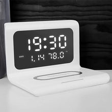 Load image into Gallery viewer, Creative Clock Multifunctional Three-Electric Wireless Charger LED Charging Pad Station Phone Digital Desk Thermometer Wireless
