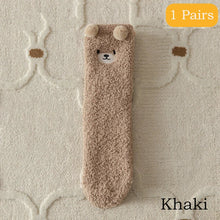 Load image into Gallery viewer, 2 Pairs Cute Socks Bear Women Coral Velvet Thick Plush Warm Socks Sleep Fluffy Socks Cute Cartoon Lovely Floor Fuzzy Sock Winter
