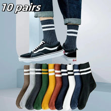 Load image into Gallery viewer, 10PCS Men’s Mid-Calf Cotton Socks – Solid Color, Versatile for All Seasons
