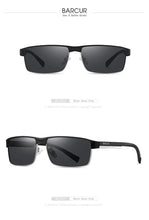 Load image into Gallery viewer, BARCUR Sunglasses Men’s Original Rectangle Fashionable Business Sunglasses – Polarized UV400 Protection for Driving Hiking Sports and Casual Wear – Trendy Fashion Shades Oculos De Sol with Anti-Reflective TAC Lenses
