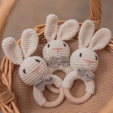 Load image into Gallery viewer, Baby Crochet Rattle Wooden Teether Toy BPA Free
