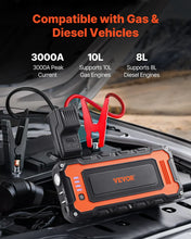 Load image into Gallery viewer, VEVOR Jump Starter 3000-4000A Peak Car Battery Starter with Air Compressor Jumper Cables Lithium Jump Box for Gas/Diesel Engines
