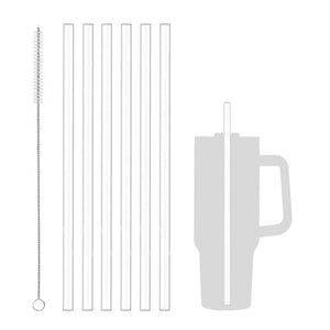 6Pcs 31cm Vacuum Cup Straws with Cleaning Brush for Stanley 40oz Adventure Quencher Insulated Cup Travel Tumbler Reusable Straw