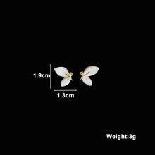 Load image into Gallery viewer, White Flower &amp; Butterfly Dangle Earrings – Acrylic Pearl Heart Jewelry
