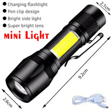 Load image into Gallery viewer, High Strong Power Led Flashlights 2000LM Tactical Torch with Display Light USB Charging Camping Fishing Emergency Zoom Lantern
