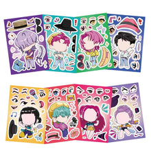 Load image into Gallery viewer, 8Sheets Children DIY Puzzle Sticker Games K-POP DEMON HUNTERS Make A Face Funny Assemble Jigsaw Stickers Kids Educational Toys
