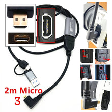 Load image into Gallery viewer, 2in1 USB &amp; Type-C to Micro / Mini HDMI-compatible Video Capture Card Live Streaming Cable for Sony Canon Nikon Fuji Camera PC 4K
