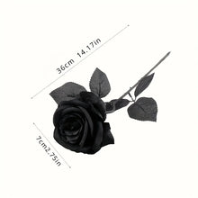 Load image into Gallery viewer, Artificial Black Roses Fake Flowers, Long Stem, with No Container, for Halloween, Home Decor, Wedding Party, Tabletop
