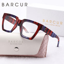 Load image into Gallery viewer, BARCUR Large Fashionable Frame Pink Reading Glasses for Women – Stylish Square Thick Frame Eyewear with Multi-Degree Options for Men &amp; Women – Lightweight Blue Light Blocking Computer Glasses with White Gift Box for Home Office &amp; Study
