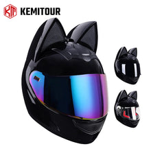 Load image into Gallery viewer, Cat Ear Motorcycle Helmet Full Face Detachable DOT Certification Safety Moto Helmet For Women Men Breathable Gift For Girlfriend
