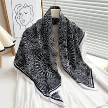Load image into Gallery viewer, 90x90cm Square Silk-Feel Scarf – Luxury Women’s Shawl &amp; Head Wrap
