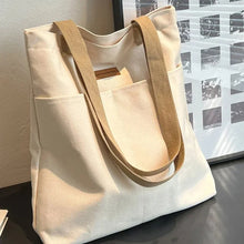 Load image into Gallery viewer, 1Pc Women's Tote Bag Canvas Sewing Thread Large Capacity Advanced Sense Handbag Convenient Practical Female's Commuter Bag
