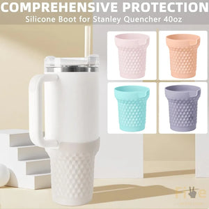Silicone Boot For Stanley Quencher H2.0 Flowstate Tumbler 40oz Cup Bottom Protector Sleeve Outdoor Camping Water Cup Boot Sleeve