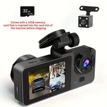 Load image into Gallery viewer, 3 Camera 1080P HD Dash Recorder 2.0-Inch IPS Screen Night Vision Recorder Large Wide Angle Cycle Recording
